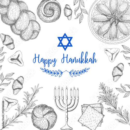 Fototapet Card for jewish holiday, Hanukkah