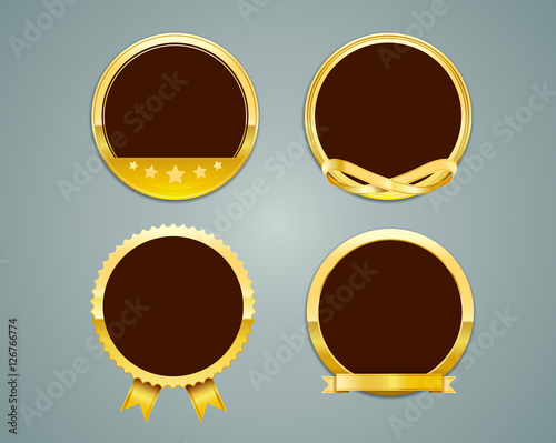 Vector Badges and  label of Gold Seal Set