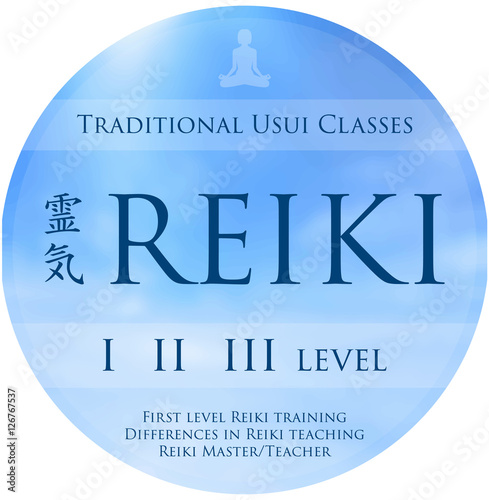 Sacred geometry. Reiki symbol. The word  is made up of two Japanese words, Rei means 'Universal' - Ki  'life force energy'.