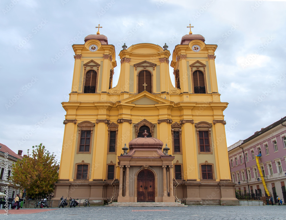 TIMISOARA - 15 OCTOBER, 2016: Roman Catholic Episcopal Church in Timisoara, Romania