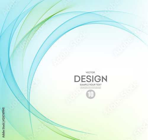 Abstract vector background, blue and green wavy 