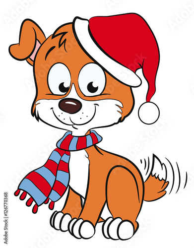 Niedlicher Hund in Winterkleidung