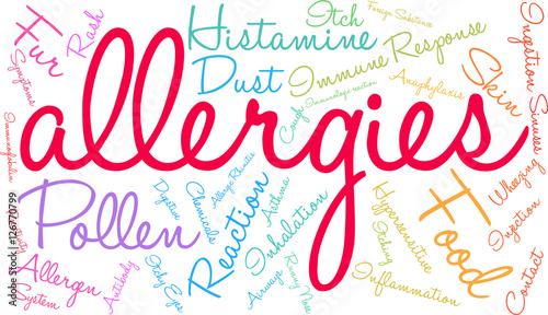 Allergies Word Cloud on a white background.