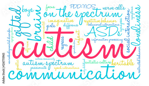 Autism word cloud on a white background. 