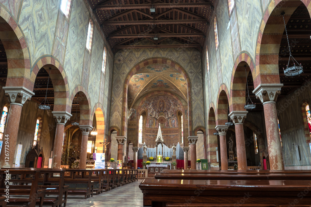Interior of the church - San Mauro. Noventa di Piave, Italy