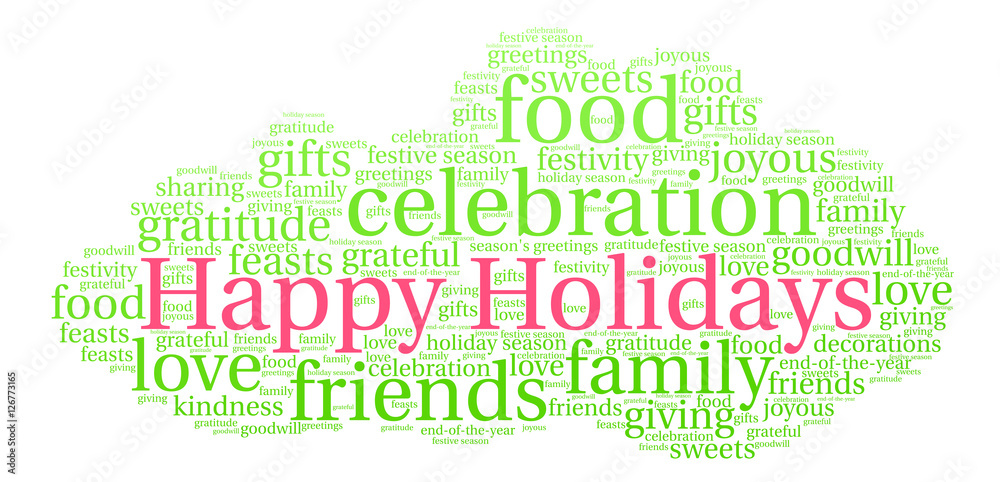 Fototapeta premium Happy Holidays Word Cloud