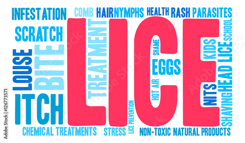 Lice Word Cloud on a white background. 