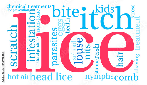Lice Word Cloud on a white background. 