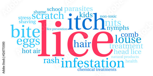Lice Word Cloud on a white background. 