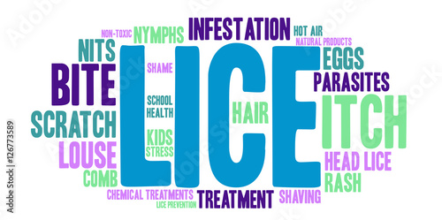 Lice Word Cloud on a white background. 