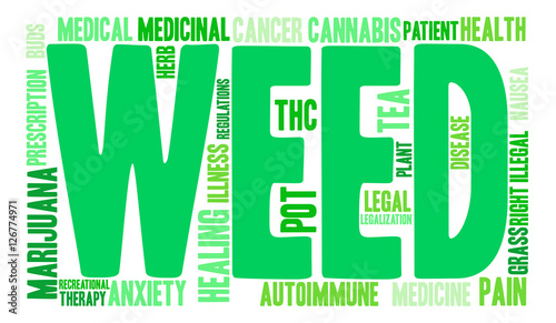 Weed Word Cloud on a white background. 