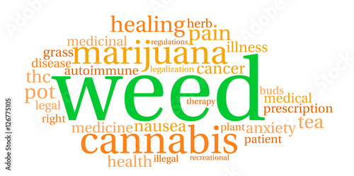 Weed Word Cloud on a white background. 
