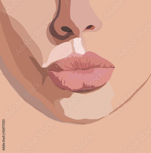 Woman's gentle bow lips blowing a kiss