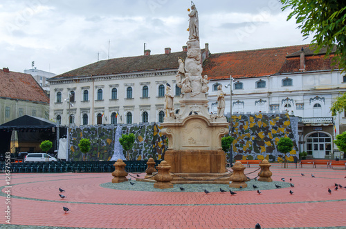 TIMISOARA, ROMANIA - 15 OCTOBER 2016: Statue from 1756 in Liberty Square in Timisoara