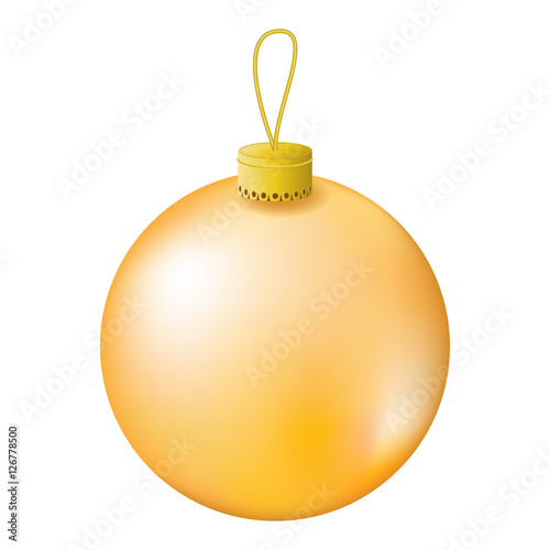Gold Christmas tree ball realistic vector illustration.