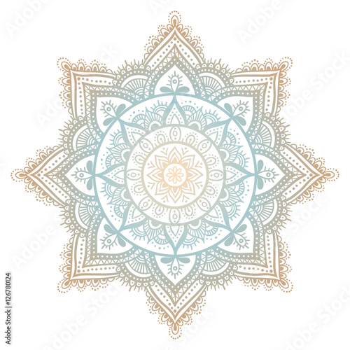 Outline flower mandala. decorative ornament. floral design element. flower vector mandala. hippie stuff. Blue gradient colors.