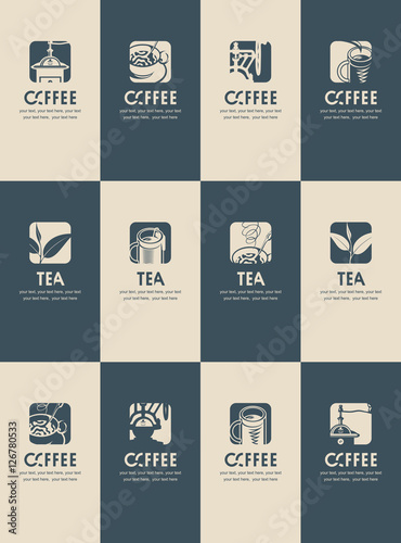 set of business cards for restaurant or cafe shop on tea and coffee