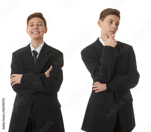 Cute teenager boy over white isolated background