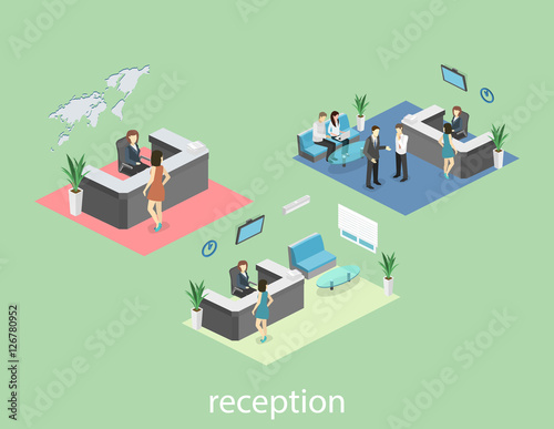 Isometric interior of reception.