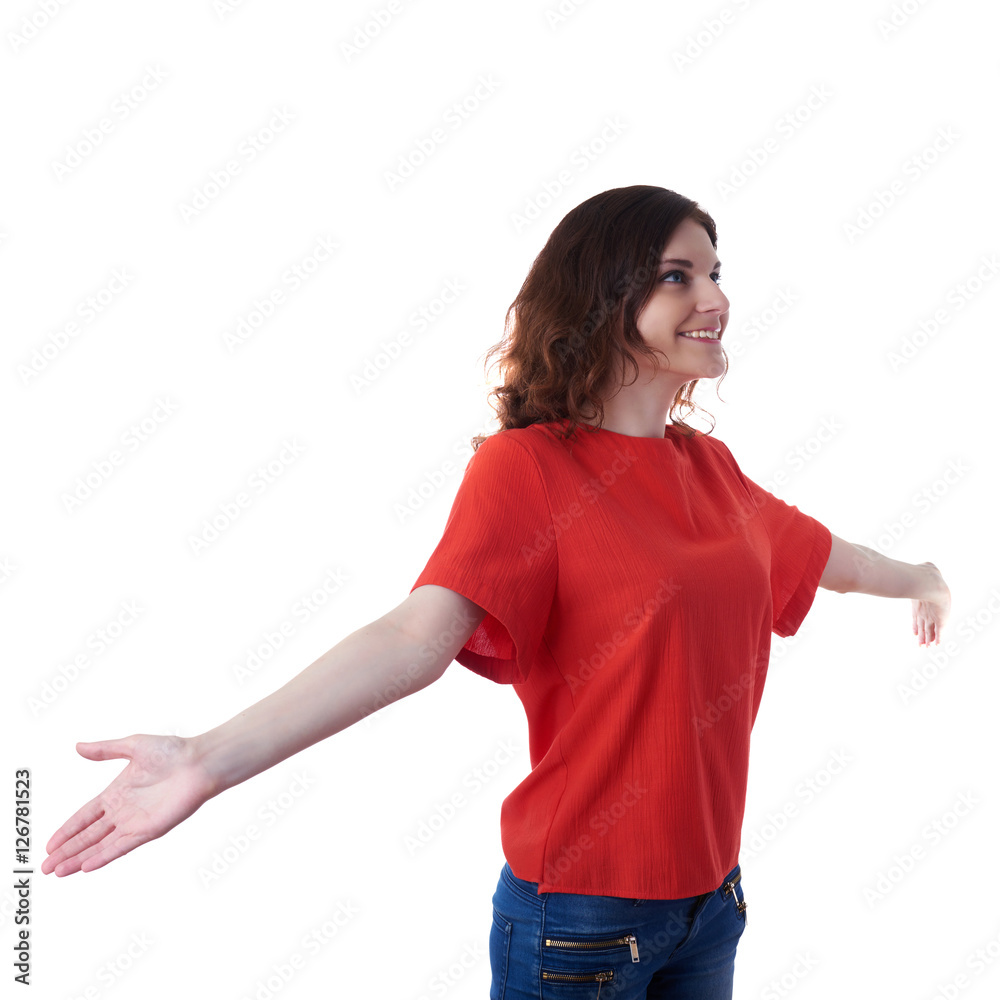 Smiling young woman over white isolated background Smiling young woman over white isolated background