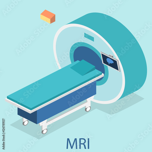 Isometric flat 3D concept vector hospital medical mri web illustration.