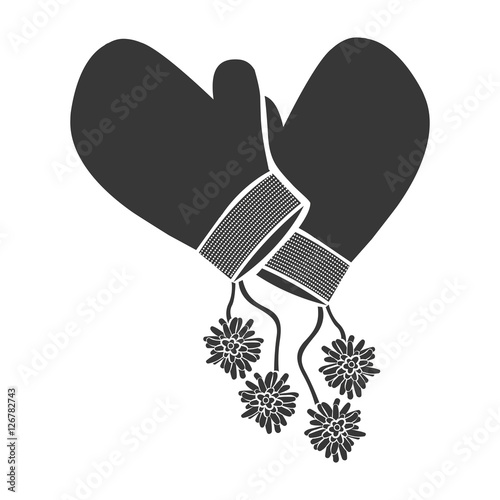 monochrome silhouette with gloves Christmas vector illustration