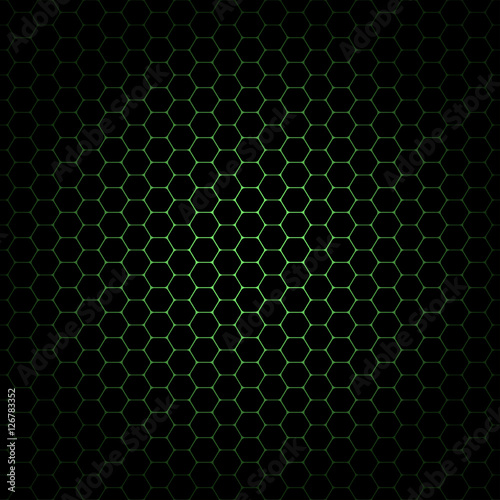 Vector abstract dark green background with seamless pattern of hexagons.