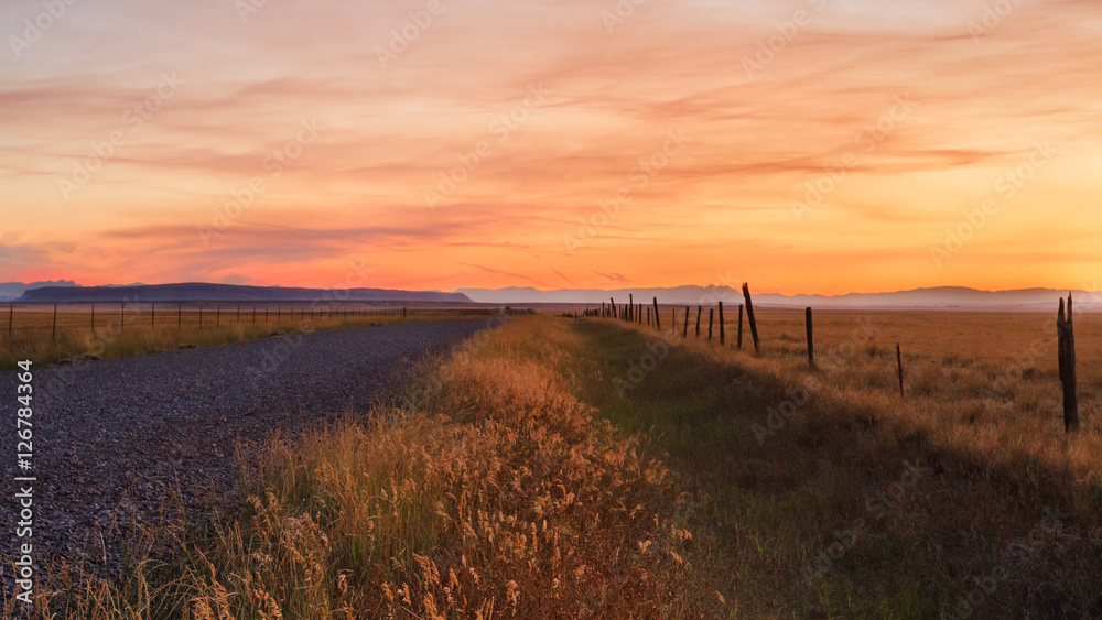 Empty Country Road Sunset