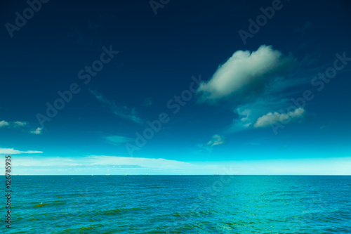 Landscape. View of blue sky at sea or ocean water. © Voyagerix