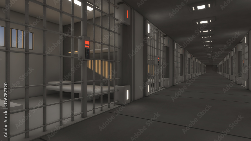 3d futuristic interior jail