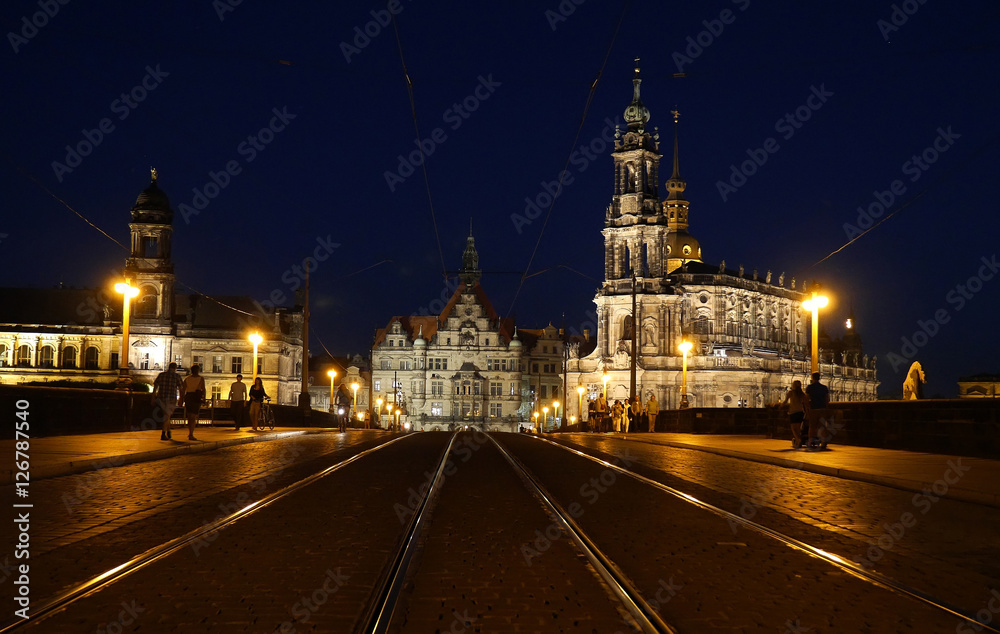 Dresden, Augustusbrücke und Hofkirche