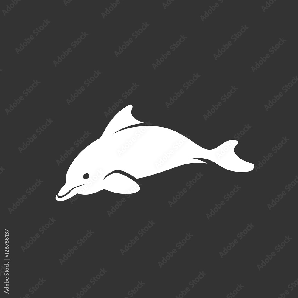Dolphin logo on black background. Sea animal vector icon Stock Vector | Adobe Stock Dolphin logo on black background. Sea animal vector icon Stock Vector | Adobe Stock