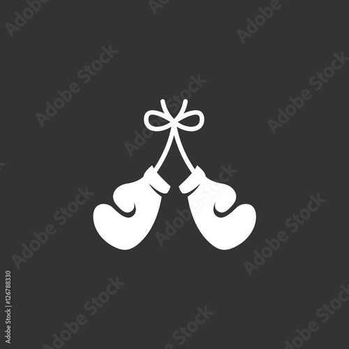 Boxing gloves logo on black background. Vector icon