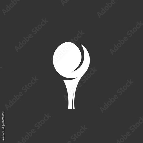 Golf ball logo on black background. Vector icon