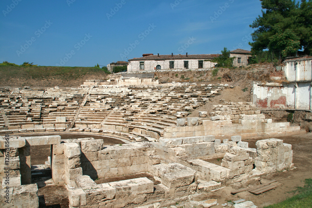 Ancient amphitheater in the archeological area of Larissa,  Thessaly region, Greece