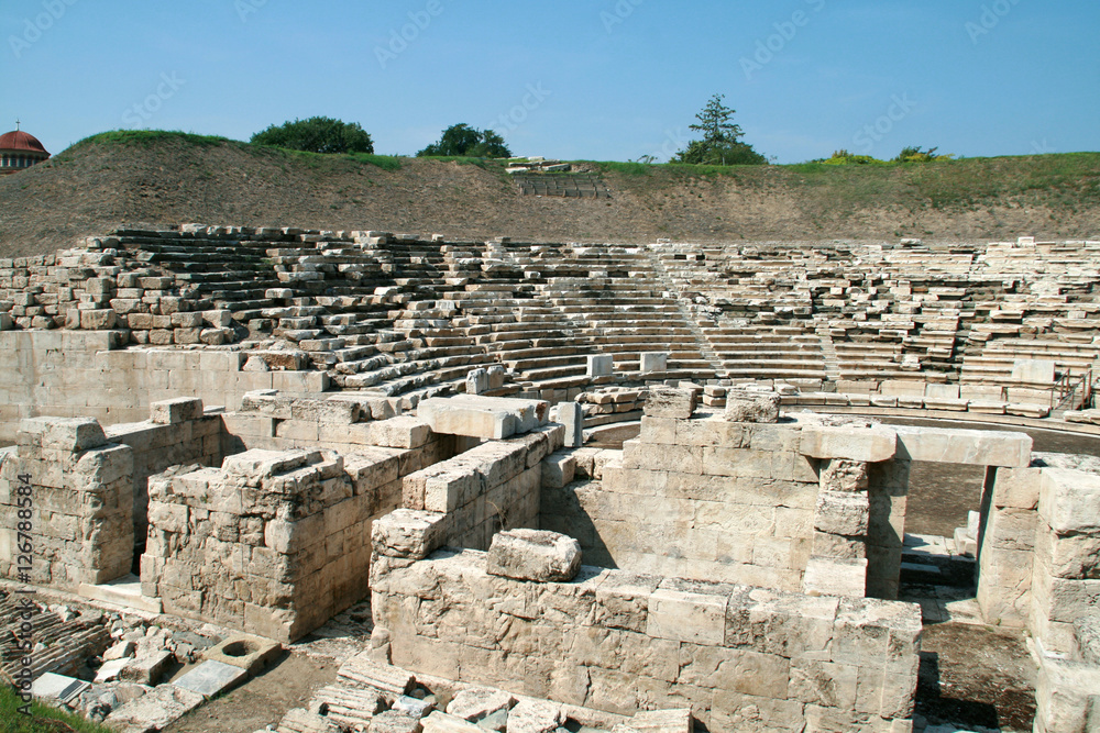 Ancient amphitheater in the archeological area of Larissa,  Thessaly region, Greece