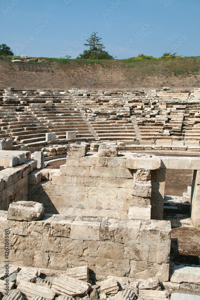 Ancient amphitheater in the archeological area of Larissa,  Thessaly region, Greece