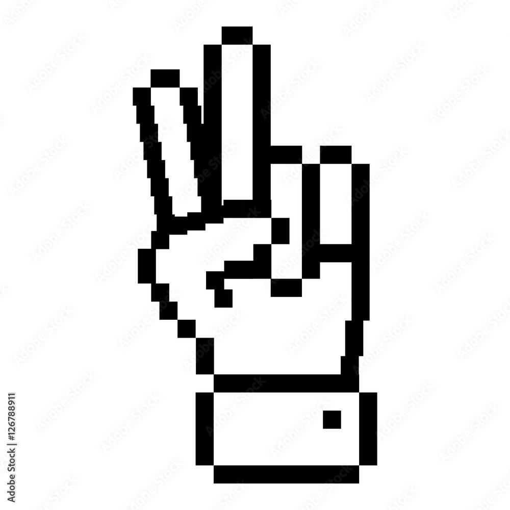 outline pixelated hand with peace and love symbol vector illustration outline pixelated hand with peace and love symbol vector illustration