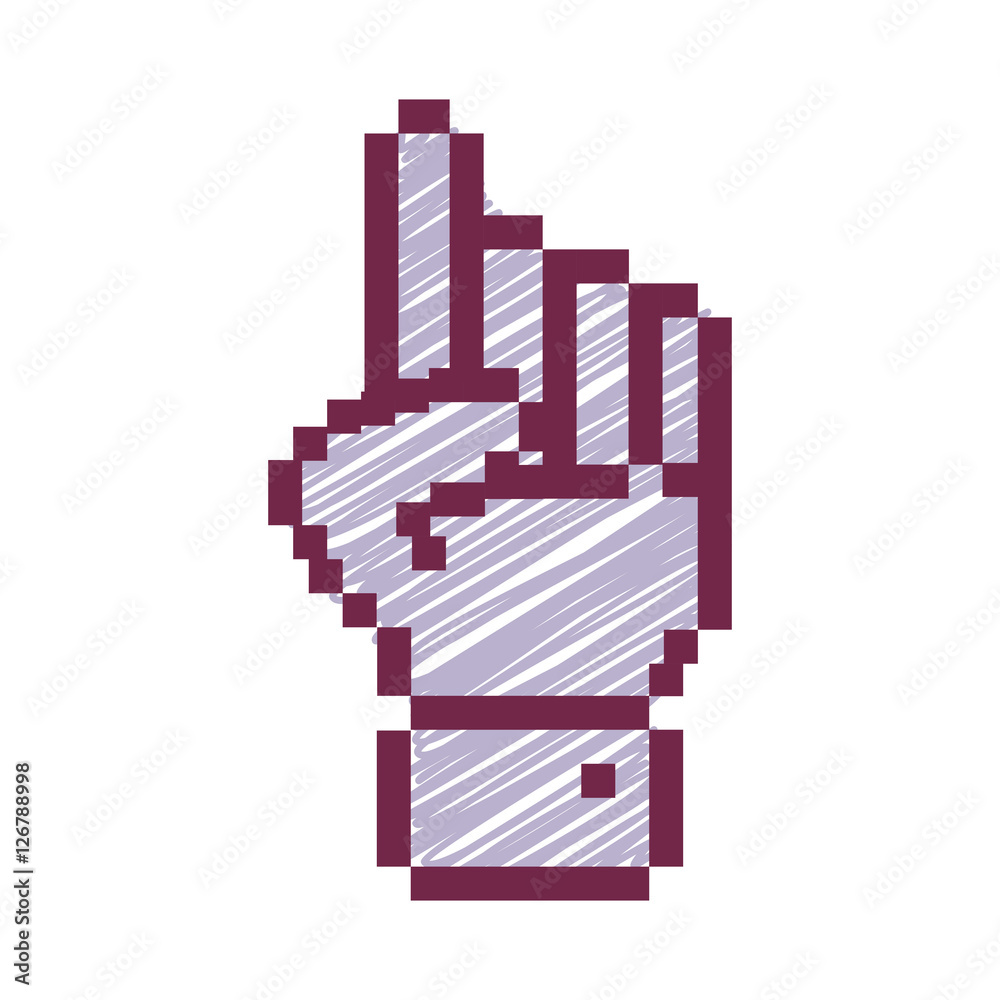 outline pixelated hand pointing up with stripeds vector illustration outline pixelated hand pointing up with stripeds vector illustration