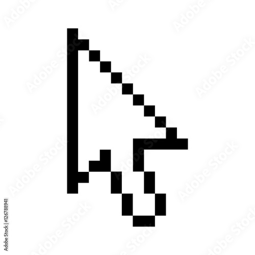 black outline pixelated cursor arrow vector illustration