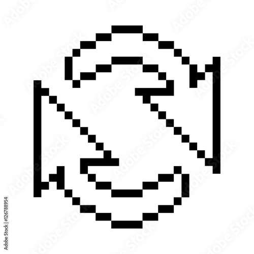 black outline pixelated cursor arrow for reload vector illustration