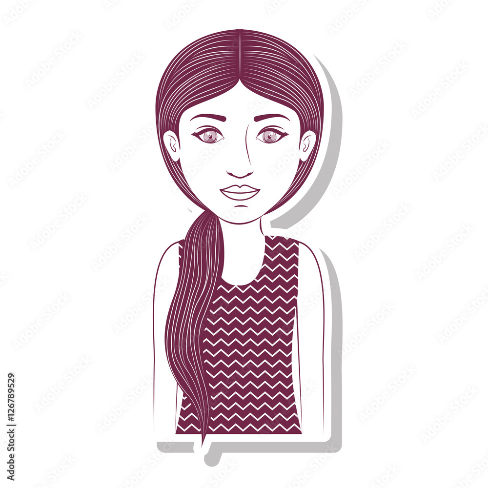silhouette teenager with ponytail hair vector illustration
