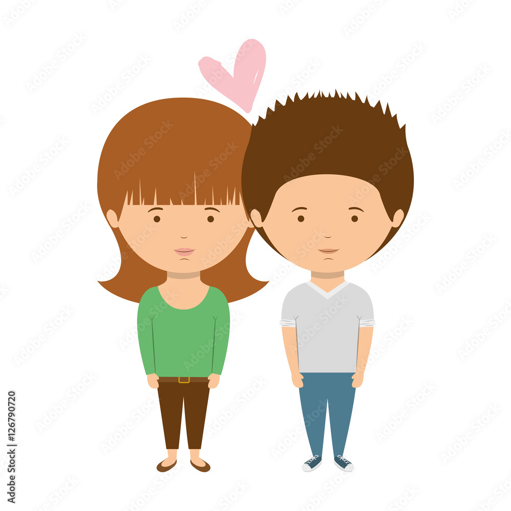 couple with casual clothes inlove vector illustration