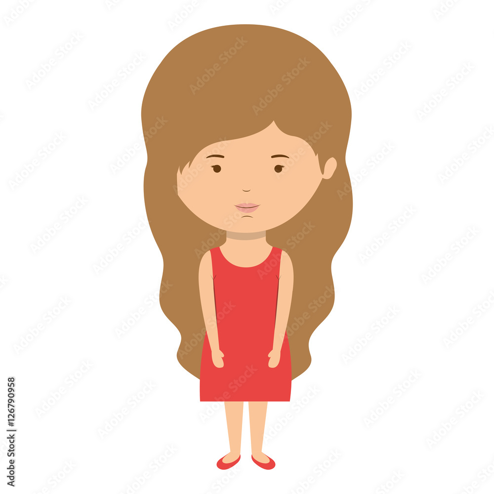 woman dressed party style with wavy long hair vector illustration woman dressed party style with wavy long hair vector illustration