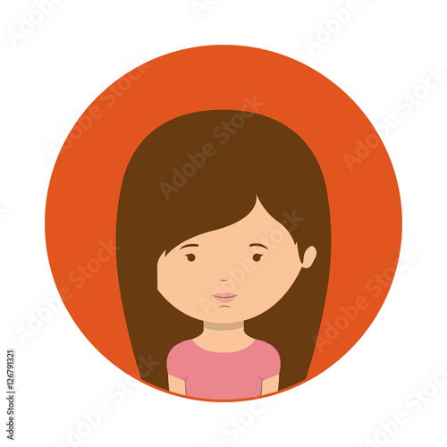 red sphere of half body woman with straight hair vector illustration