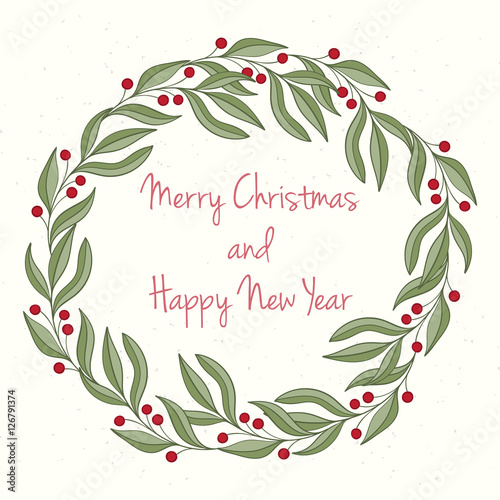 Hand drawn Christmas and New Year invitation card.