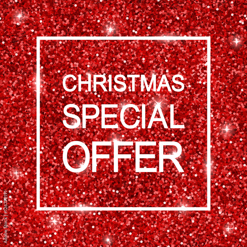 Christmas special offer background, red glitter. Vector Stock Vector |  Adobe Stock