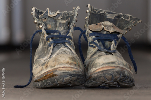 Old worn work boots