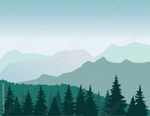 Fototapeta Naklejka Na Ścianę i Meble -  Vector Mountains Background