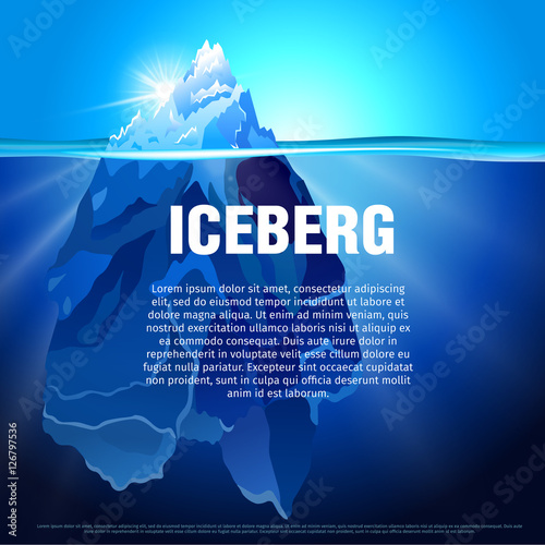 Iceberg in water realistic vector background